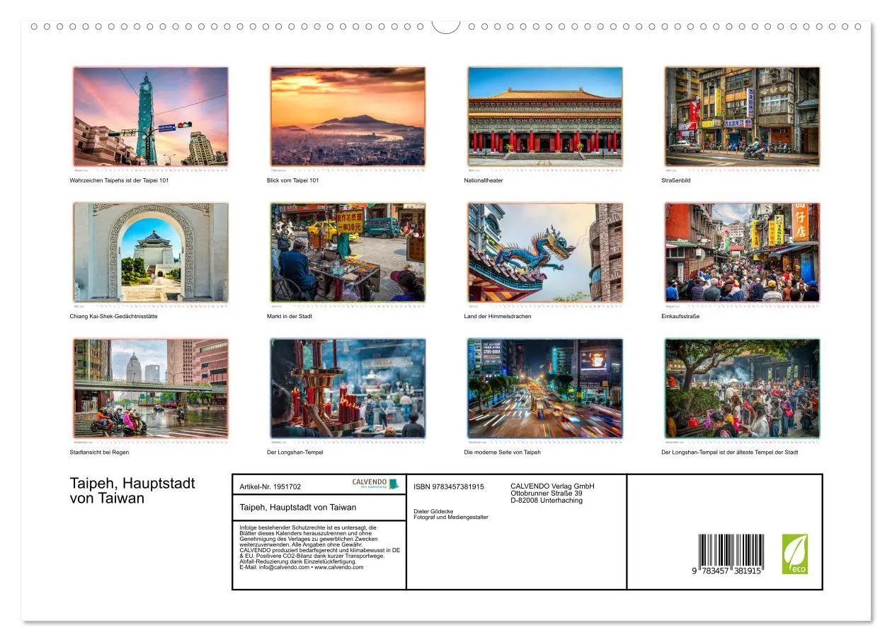 Bild: 9783457381915 | Taipeh, Hauptstadt von Taiwan (hochwertiger Premium Wandkalender...