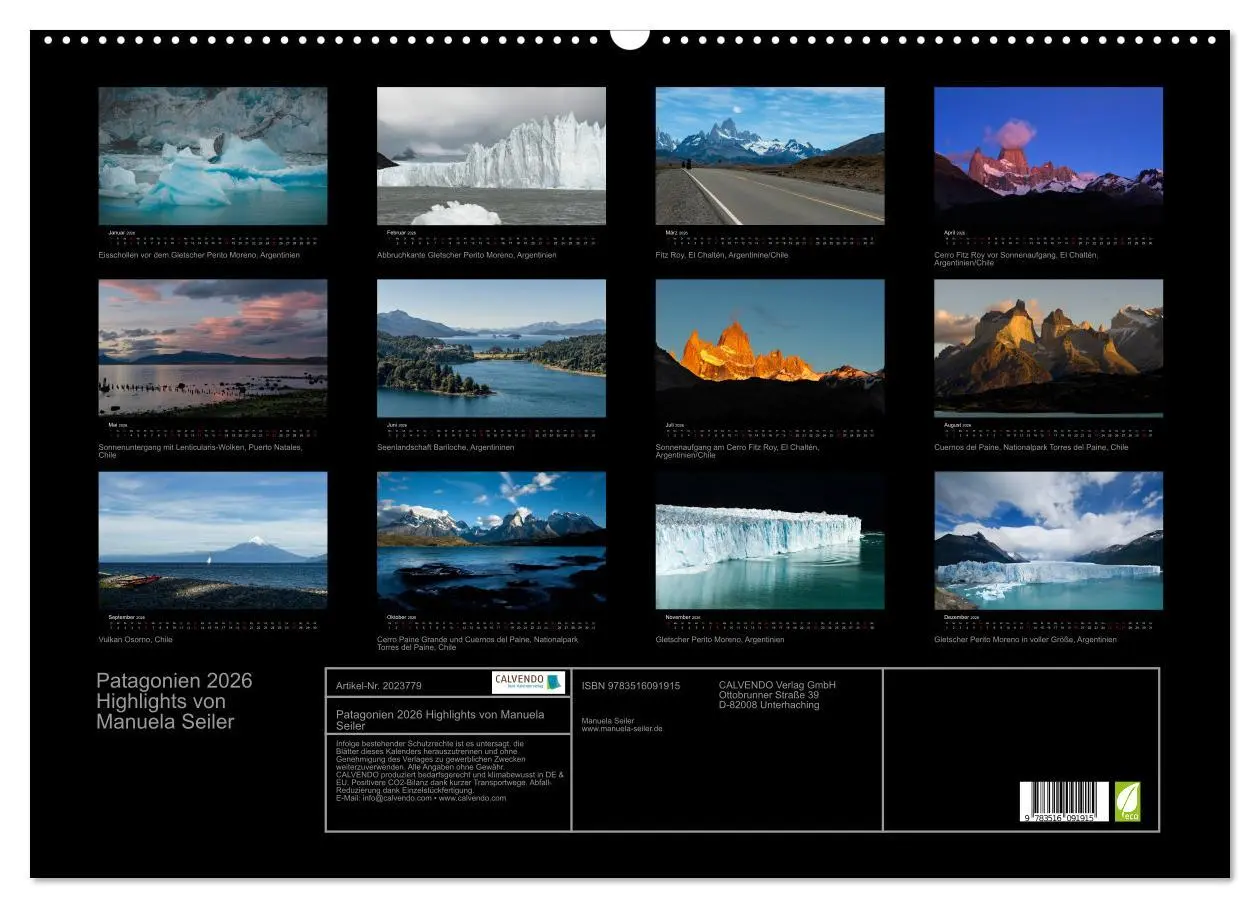 Bild: 9783516091915 | Patagonien 2026 Highlights von Manuela Seiler (Wandkalender 2026...