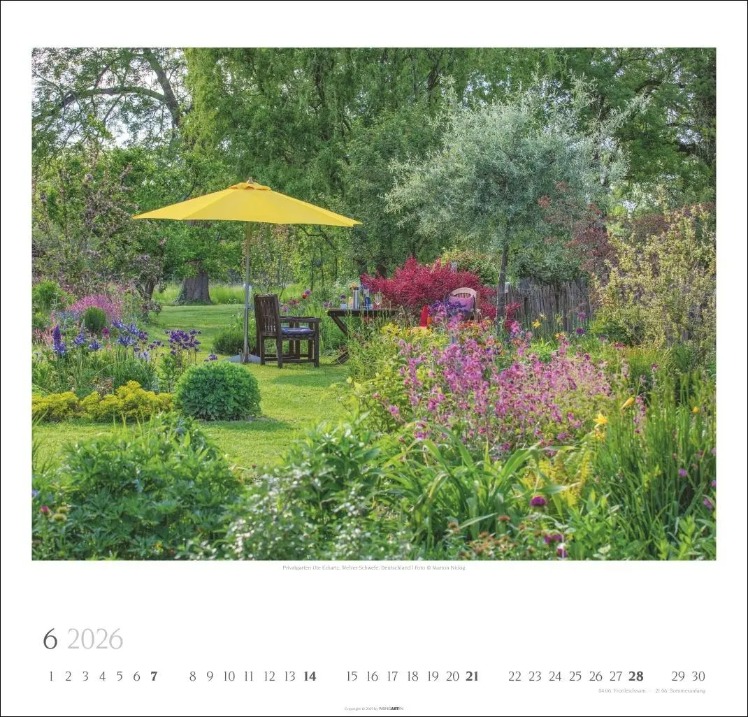 Bild: 9783839901915 | Gartenträume Kalender 2026 | Marion Nickig | Kalender | Spiralbindung