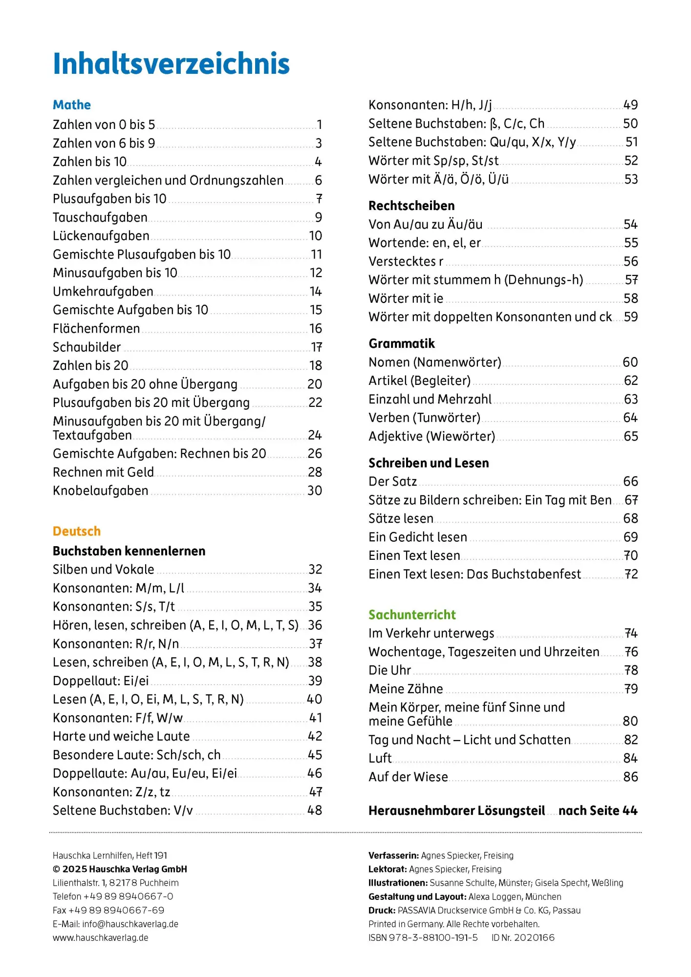 Bild: 9783881001915 | Erfolgreich durch die 1. Klasse - Mathe, Deutsch, Sachunterricht