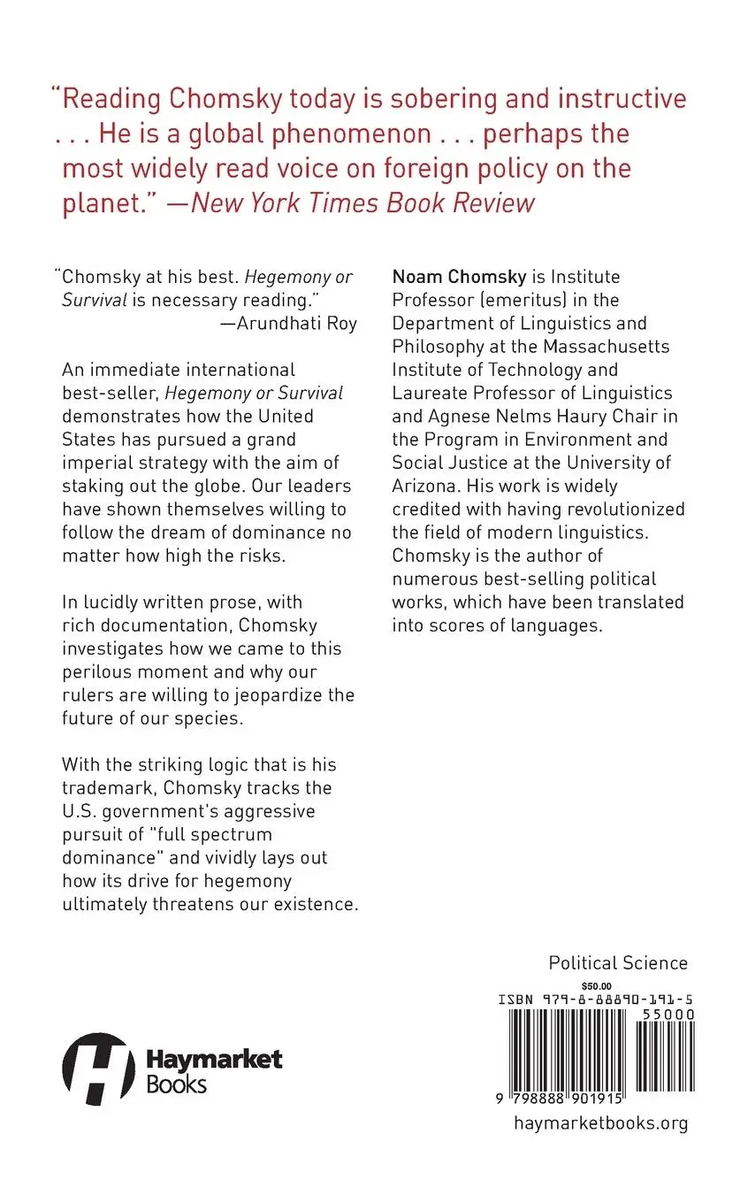 Rückseite: 9798888901915 | Hegemony or Survival | America's Quest for Global Dominance | Chomsky