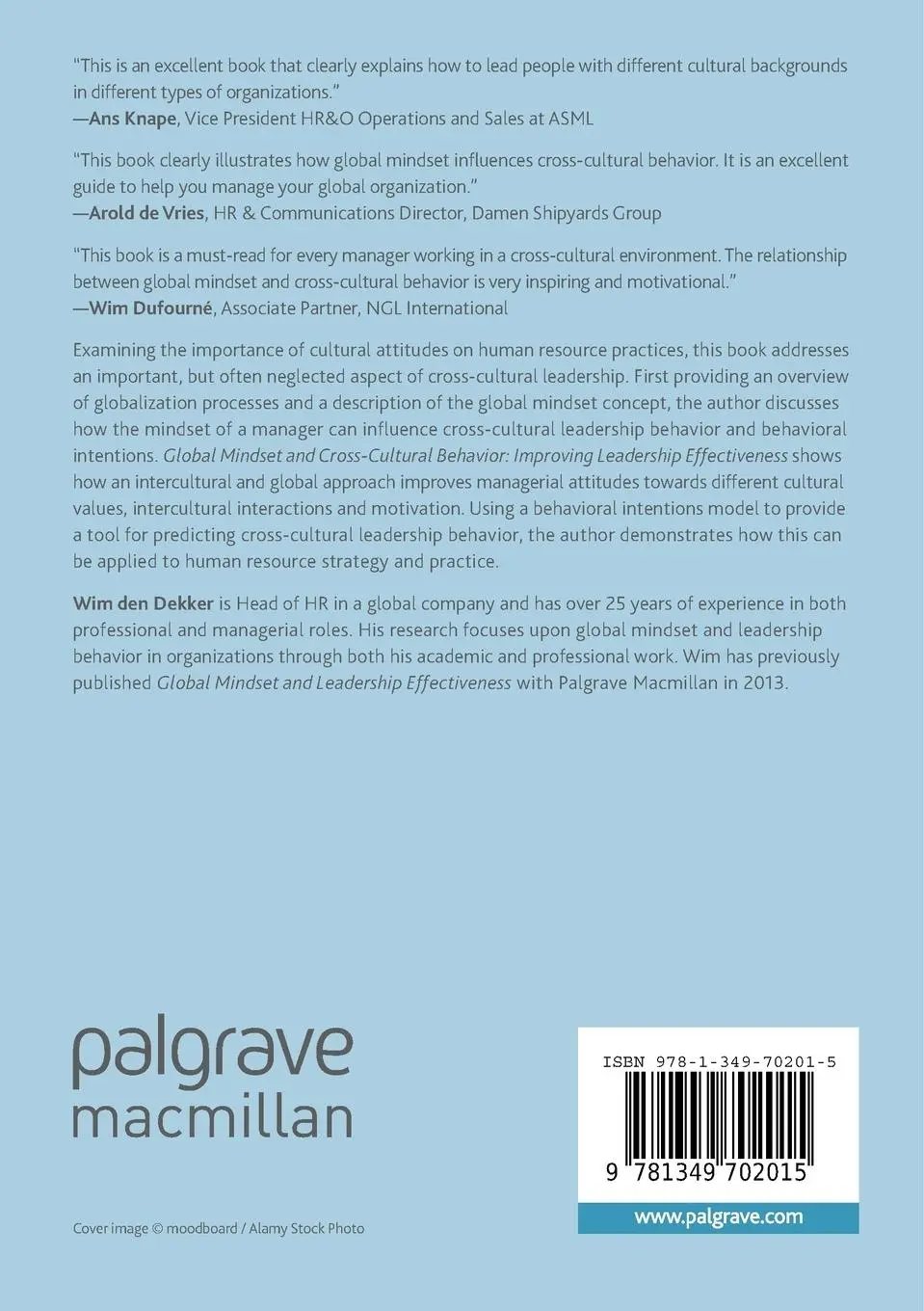 Rückseite: 9781349702015 | Global Mindset and Cross-Cultural Behavior | Wim Den Dekker | Buch