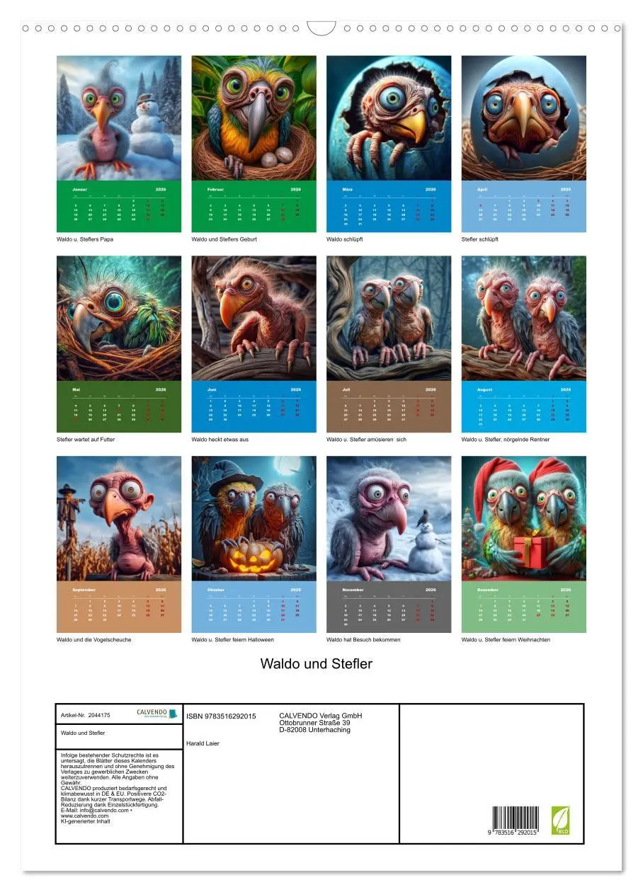 Bild: 9783516292015 | Waldo und Stefler (Wandkalender 2026 DIN A2 hoch), CALVENDO...