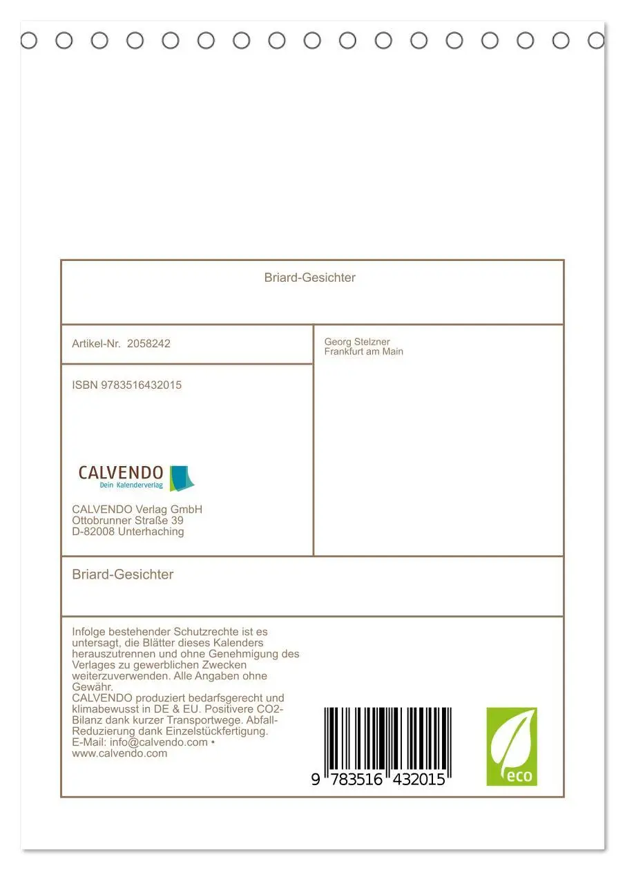 Bild: 9783516432015 | Briard-Gesichter (Tischkalender 2026 DIN A5 hoch), CALVENDO...