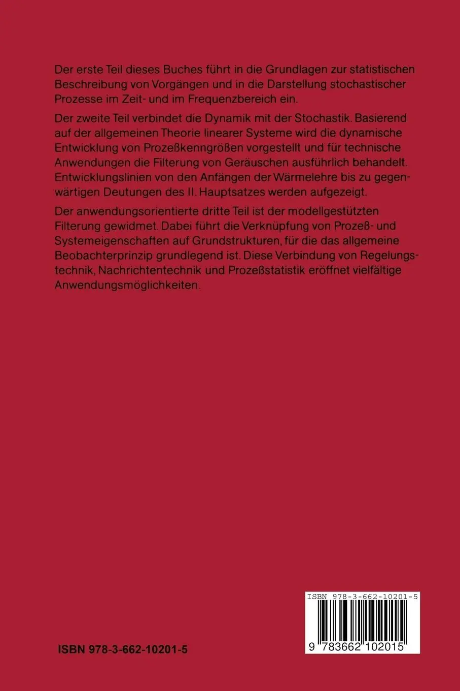Rückseite: 9783662102015 | Systemtheorie für stochastische Prozesse | Herbert Schlitt | Buch