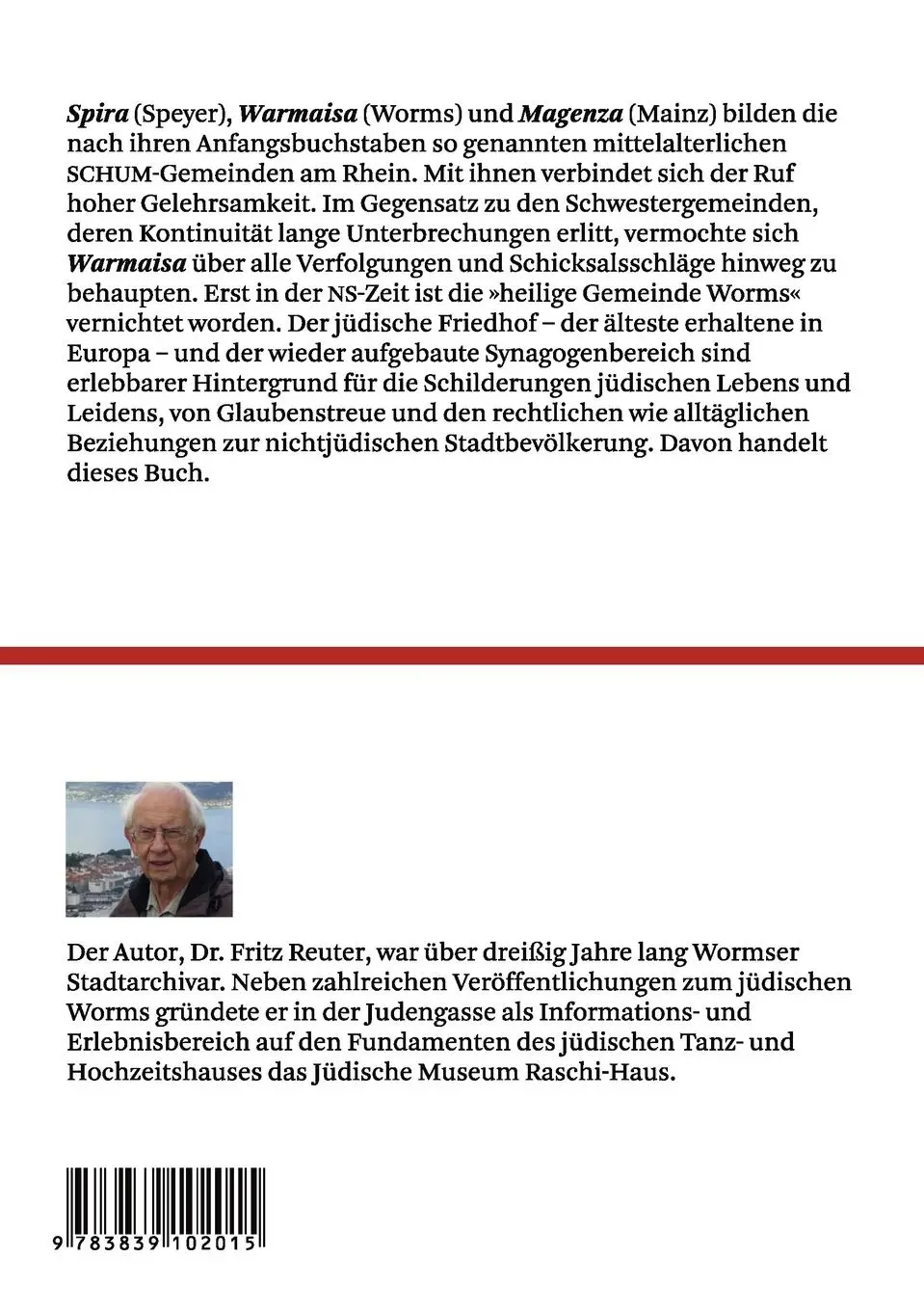 Rückseite: 9783839102015 | Warmaisa | 1000 Jahre Juden in Worms | Fritz Reuter | Taschenbuch