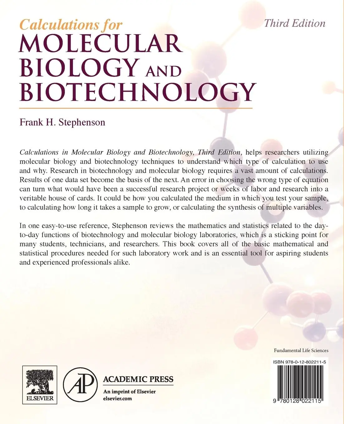 Rückseite: 9780128022115 | Calculations for Molecular Biology and Biotechnology | Stephenson