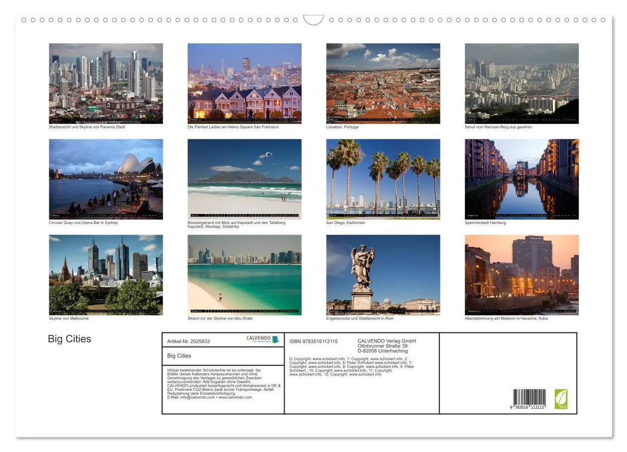 Bild: 9783516112115 | Big Cities (Wandkalender 2026 DIN A2 quer), CALVENDO Monatskalender