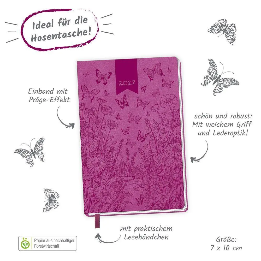 Bild: 4251901512215 | TRÖTSCH - Taschenkalender A7 Soft Touch Schmetterlinge 2027 | KG