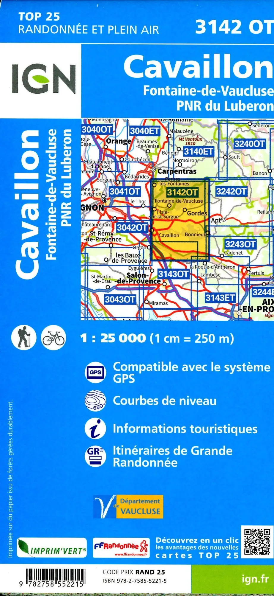 Bild: 9782758552215 | Cavaillon Fontain-de-Vaucluse 1:25 000 | (Land-)Karte | Französisch