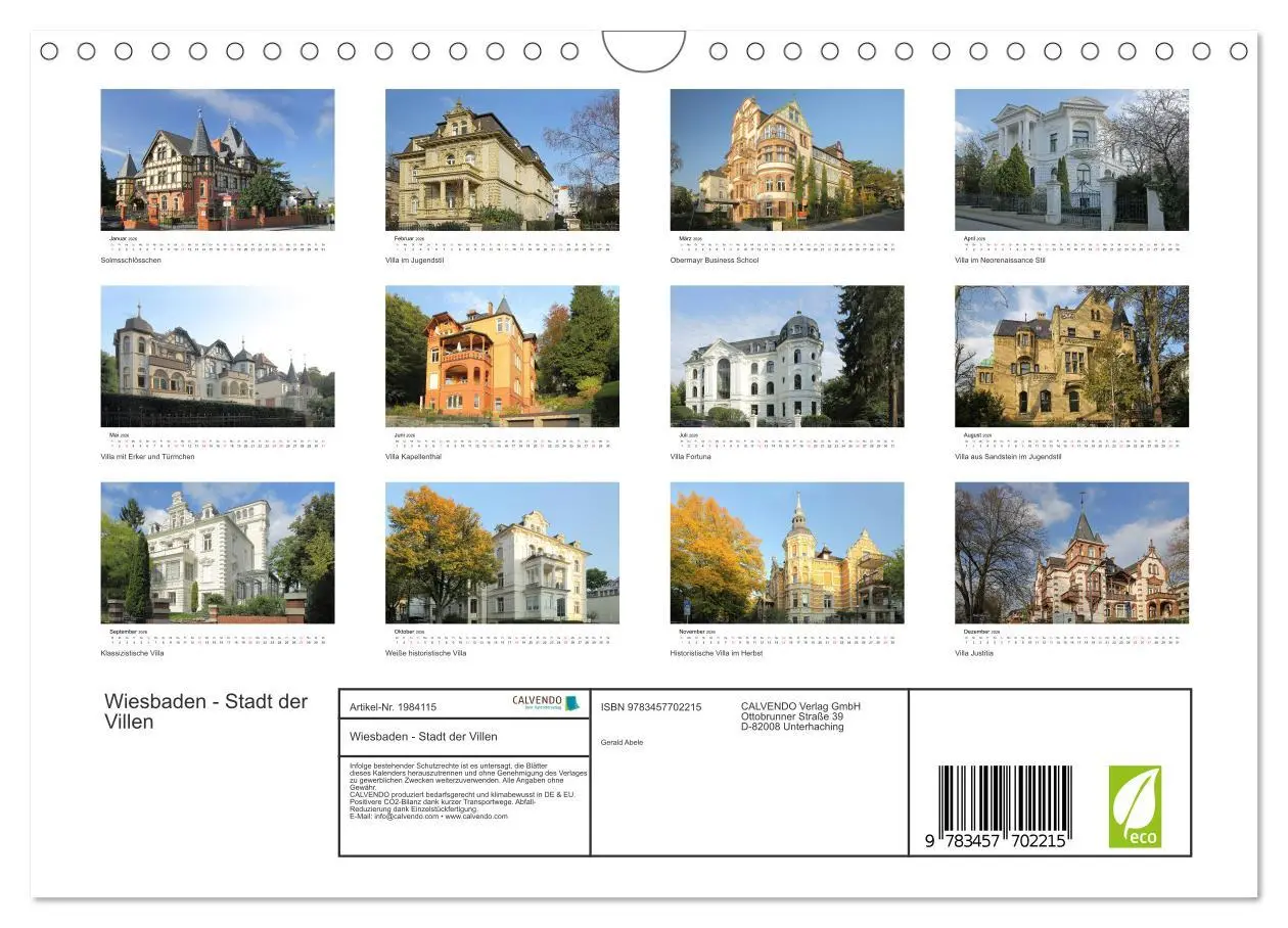Bild: 9783457702215 | Wiesbaden - Stadt der Villen (Wandkalender 2026 DIN A4 quer),...