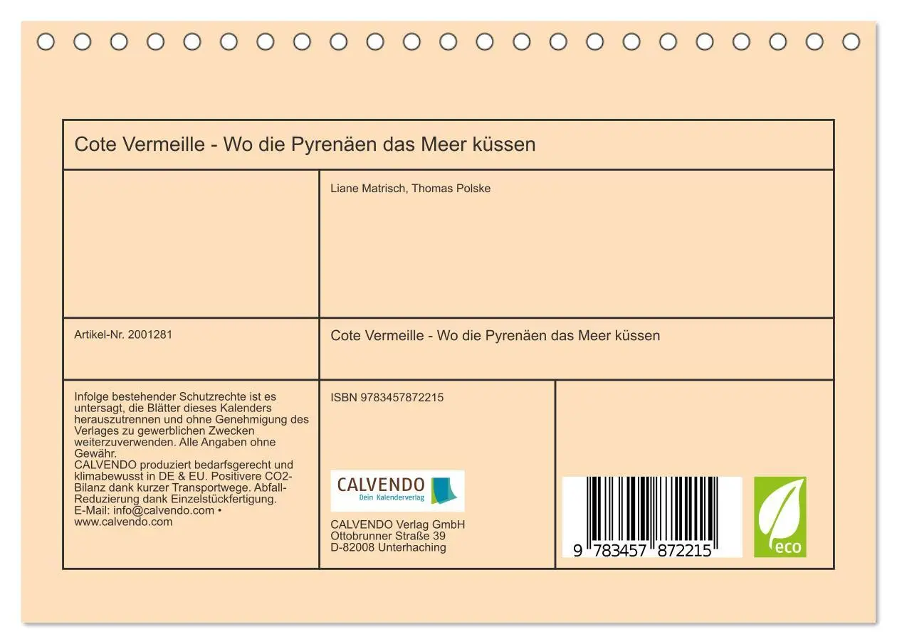 Bild: 9783457872215 | Cote Vermeille - Wo die Pyrenäen das Meer küssen (Tischkalender...