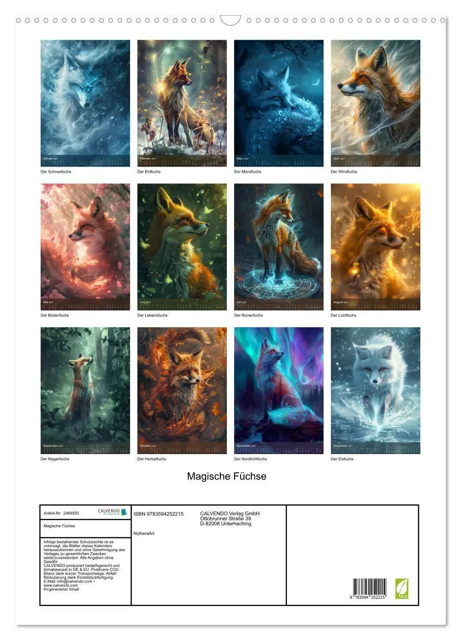 Bild: 9783594252215 | Magische Füchse (Wandkalender 2027 DIN A2 hoch), CALVENDO...