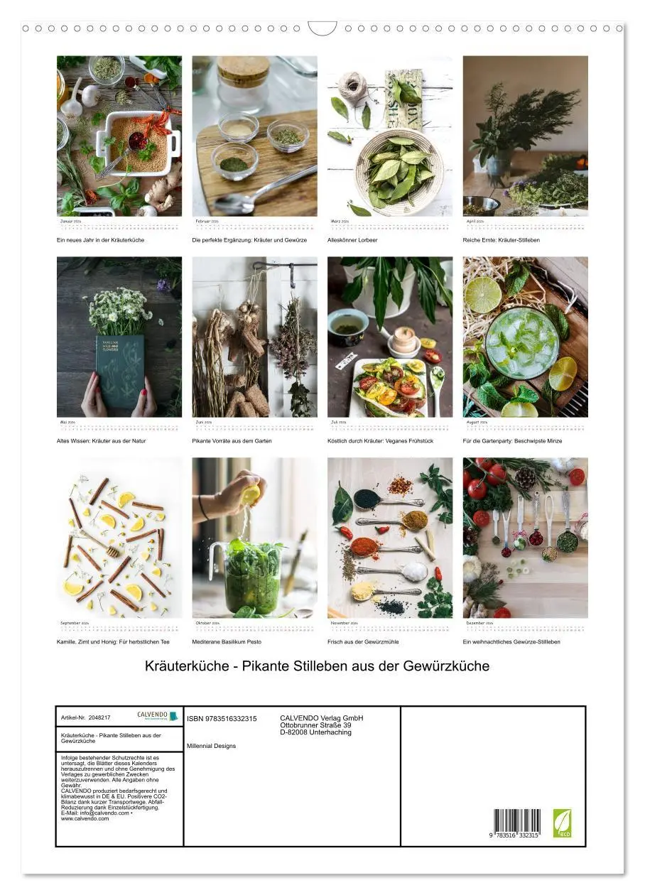 Bild: 9783516332315 | Kräuterküche - Pikante Stilleben aus der Gewürzküche (Wandkalender...