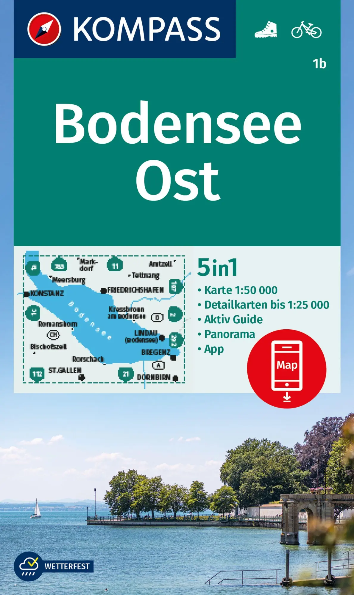 Cover: 9783991542315 | KOMPASS Wanderkarte 1b Bodensee Ost 1:50.000 | (Land-)Karte | Deutsch