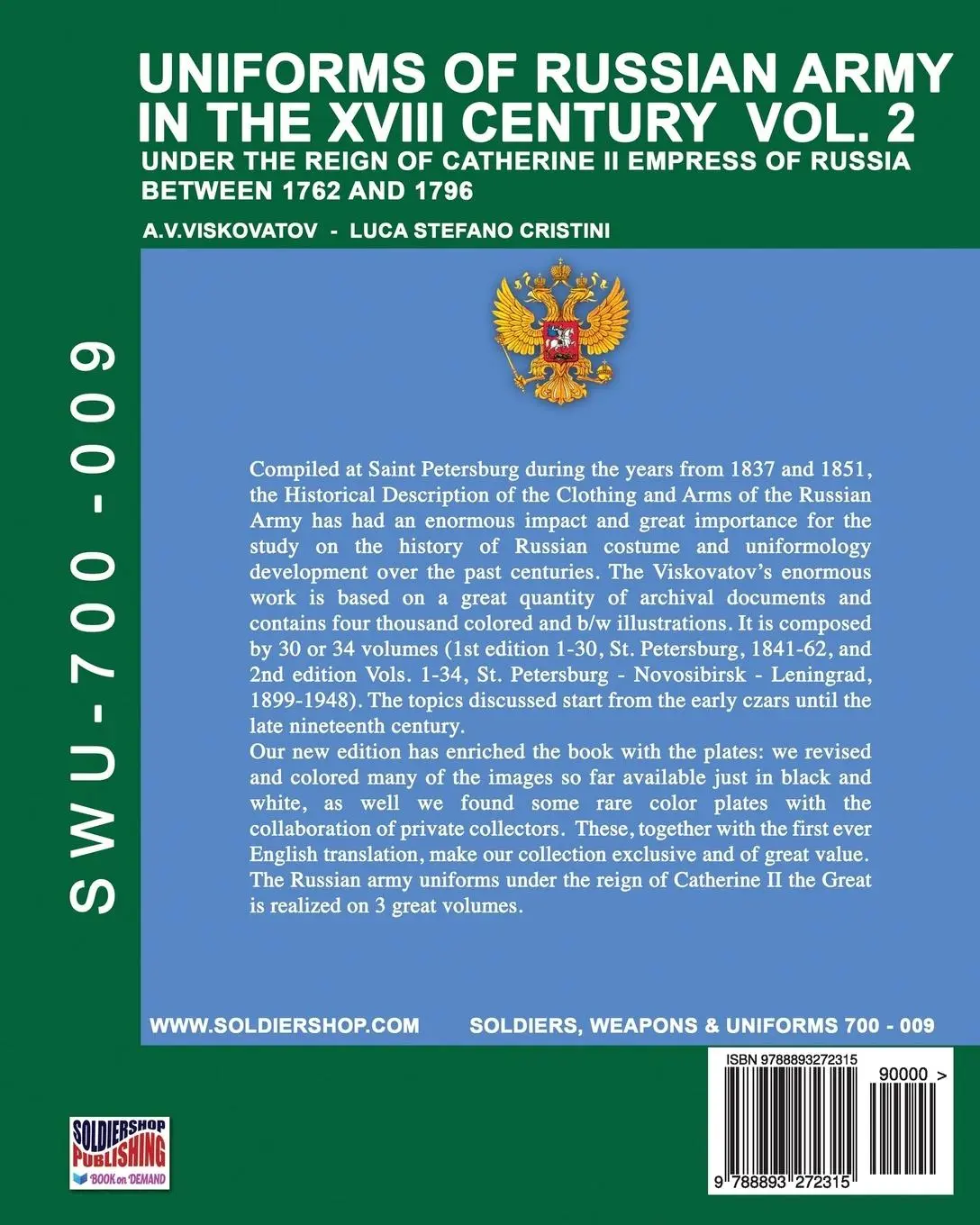 Rückseite: 9788893272315 | Uniforms of Russian army in the XVIII century Vol. 2 | Cristini | Buch