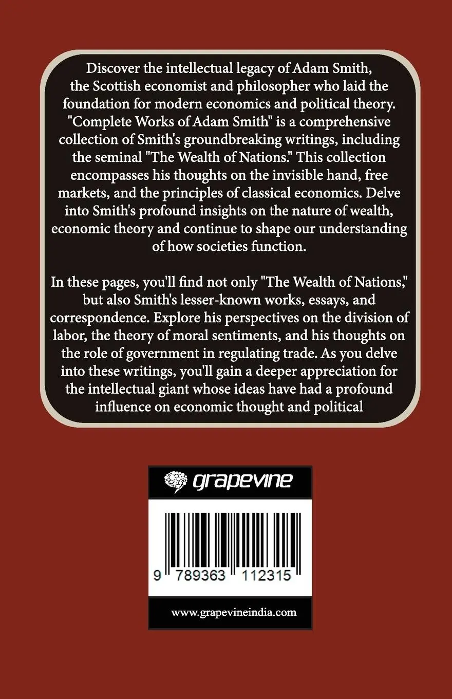 Rückseite: 9789363112315 | Complete Works of Adam Smith (Grapevine edition) | Adam Smith | Buch