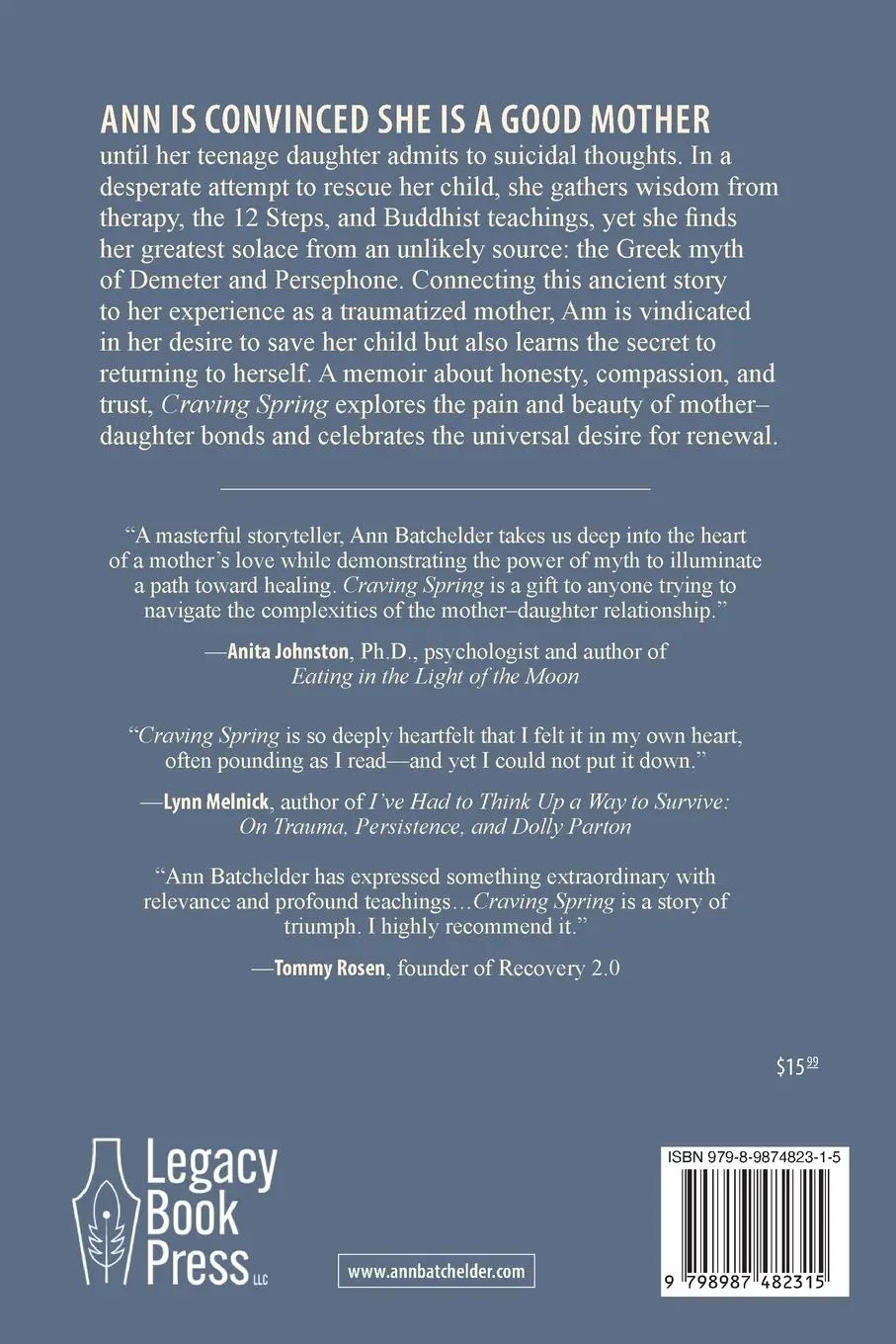 Rückseite: 9798987482315 | Craving Spring | Ann Batchelder | Taschenbuch | Englisch | 2023