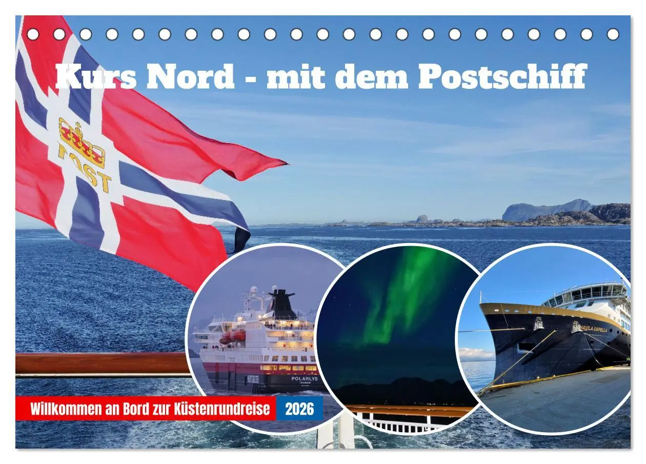 Cover: 9783457302415 | Kurs Nord - mit dem Postschiff (Tischkalender 2026 DIN A5 quer),...