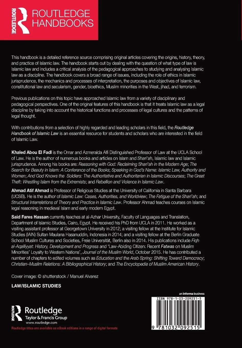 Rückseite: 9781032092515 | Routledge Handbook of Islamic Law | Khaled Abou El Fadl (u. a.) | Buch