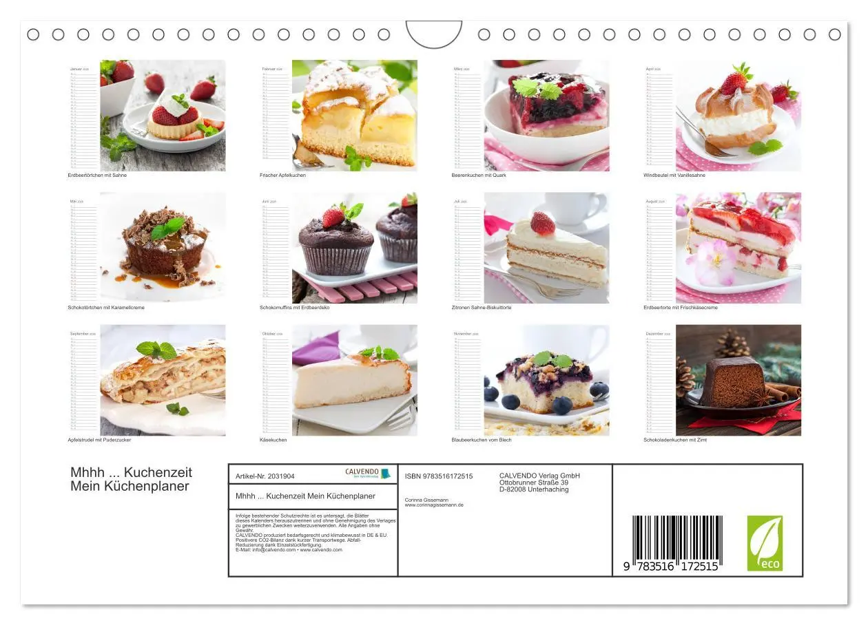 Bild: 9783516172515 | Mhhh ... Kuchenzeit Mein Küchenplaner (Wandkalender 2026 DIN A4...