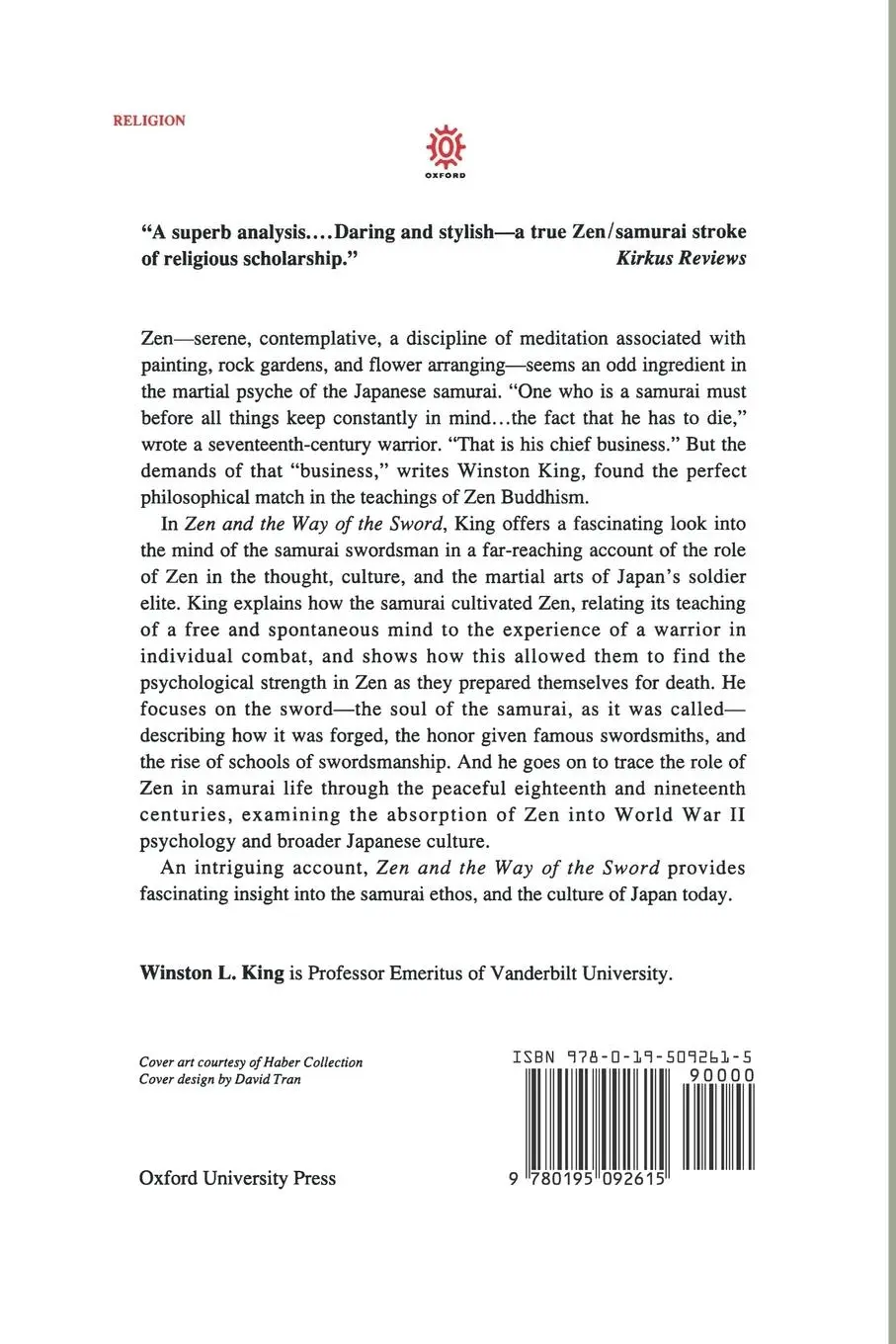 Rückseite: 9780195092615 | Zen and the Way of the Sword | Arming the Samurai Psyche | King | Buch