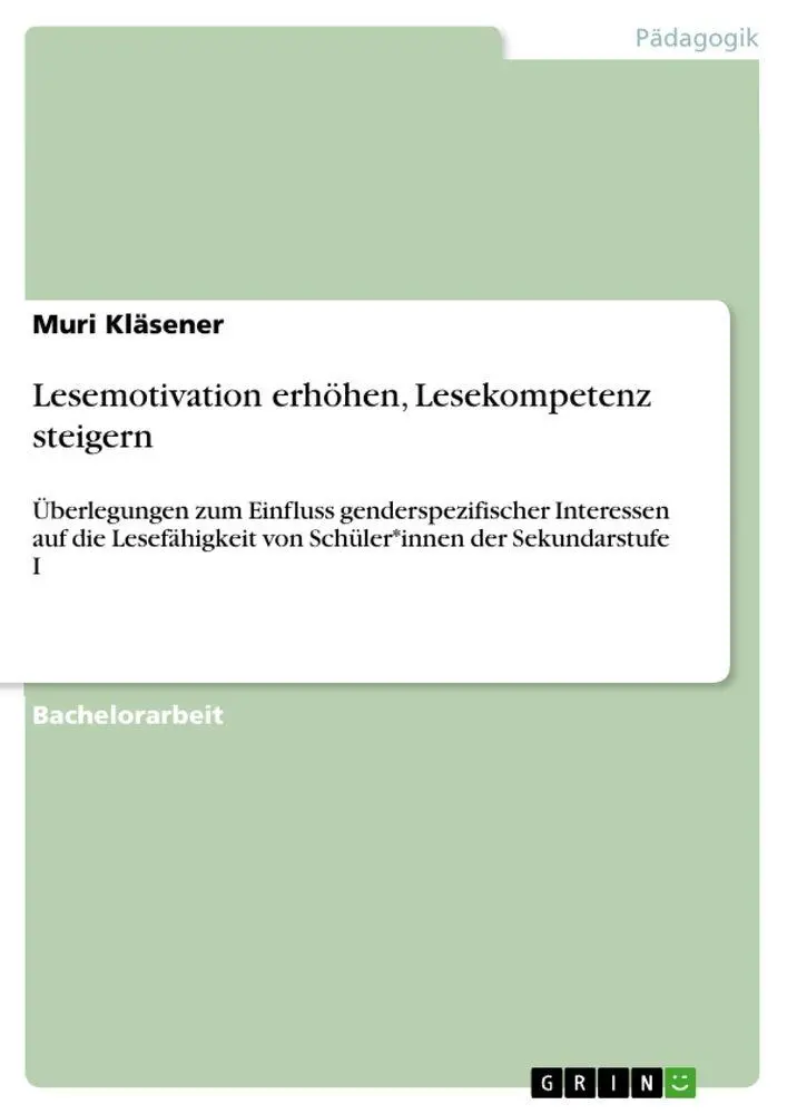 Cover: 9783389072615 | Lesemotivation erhöhen, Lesekompetenz steigern | Muri Kläsener | Buch