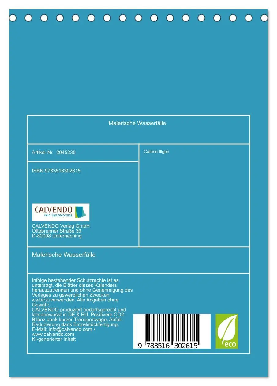 Bild: 9783516302615 | Malerische Wasserfälle (Tischkalender 2026 DIN A5 hoch), CALVENDO...