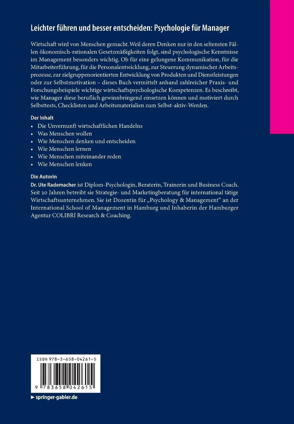 Rückseite: 9783658042615 | Leichter führen und besser entscheiden: Psychologie für Manager | Buch