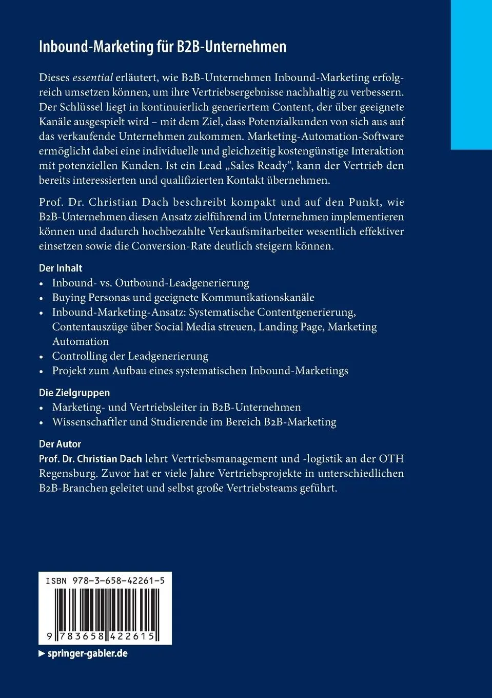 Rückseite: 9783658422615 | Inbound-Marketing für B2B-Unternehmen | Neukunden digital gewinnen