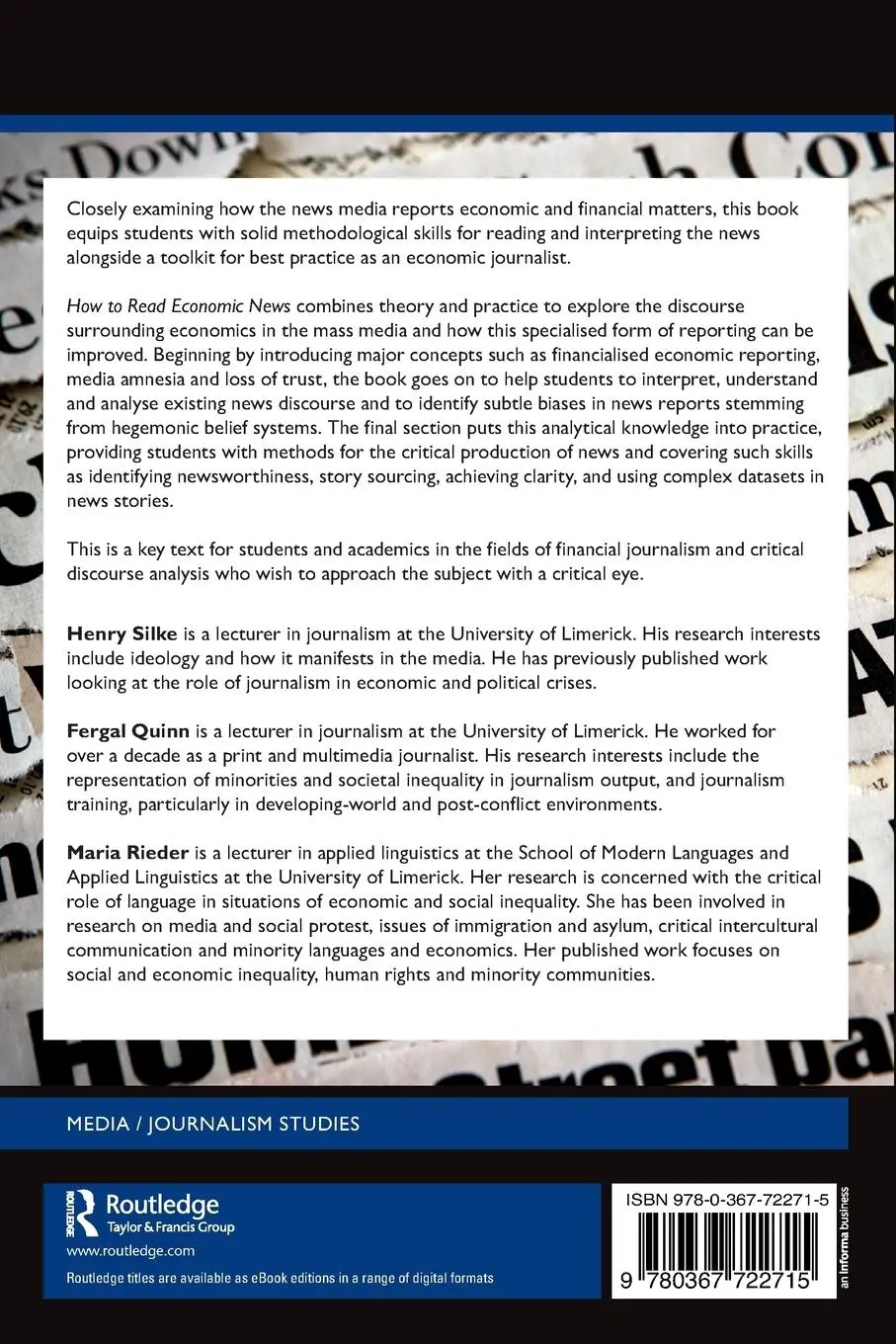 Rückseite: 9780367722715 | How to Read Economic News | A Critical Approach to Economic Journalism