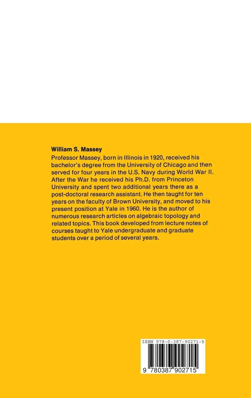 Rückseite: 9780387902715 | Algebraic Topology: An Introduction | William S. Massey | Buch | xxiii