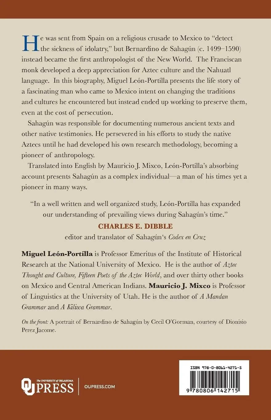 Rückseite: 9780806142715 | Bernardino de Sahagun | First Anthropologist | Miguel Leon-Portilla