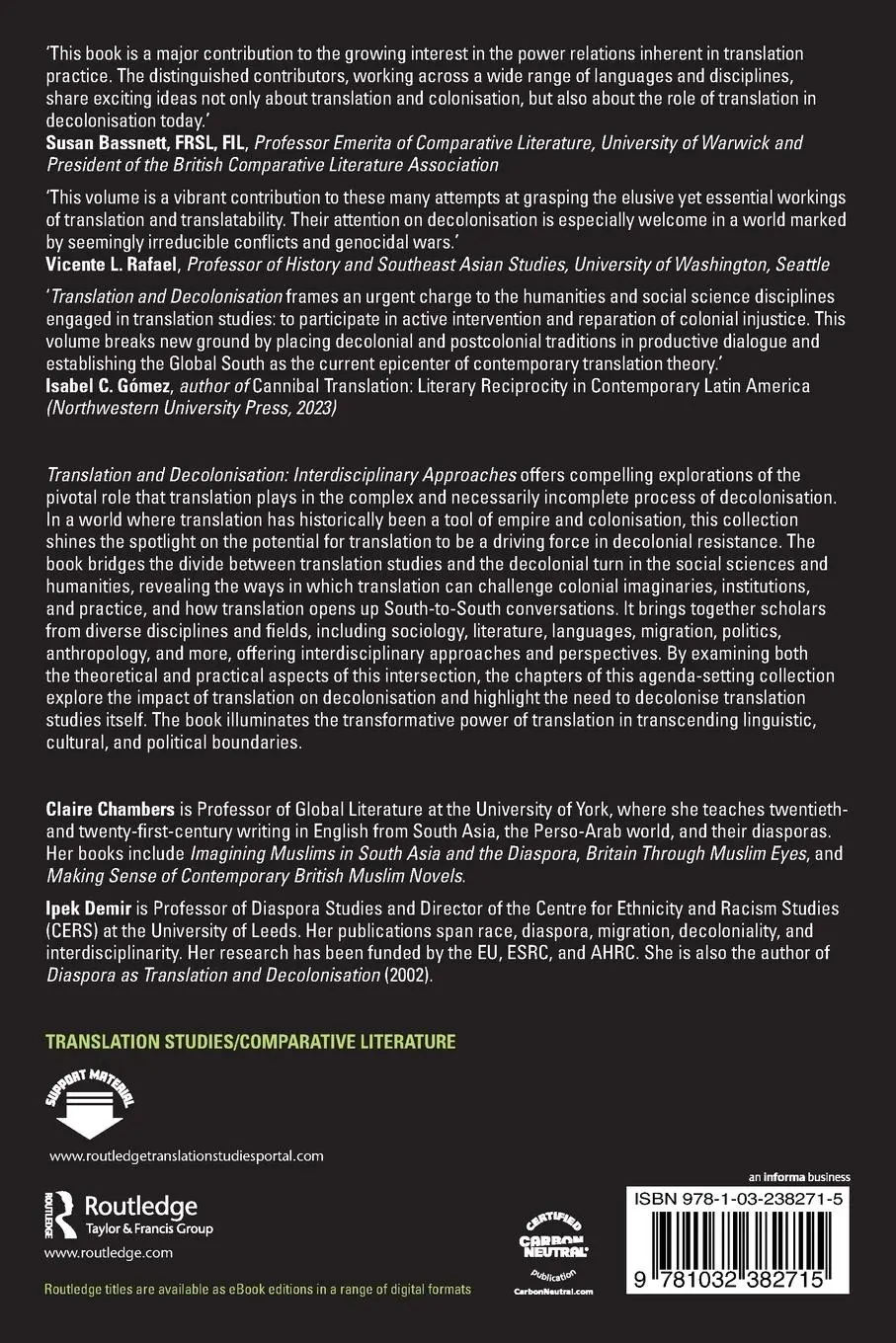 Rückseite: 9781032382715 | Translation and Decolonisation | Interdisciplinary Approaches | Buch