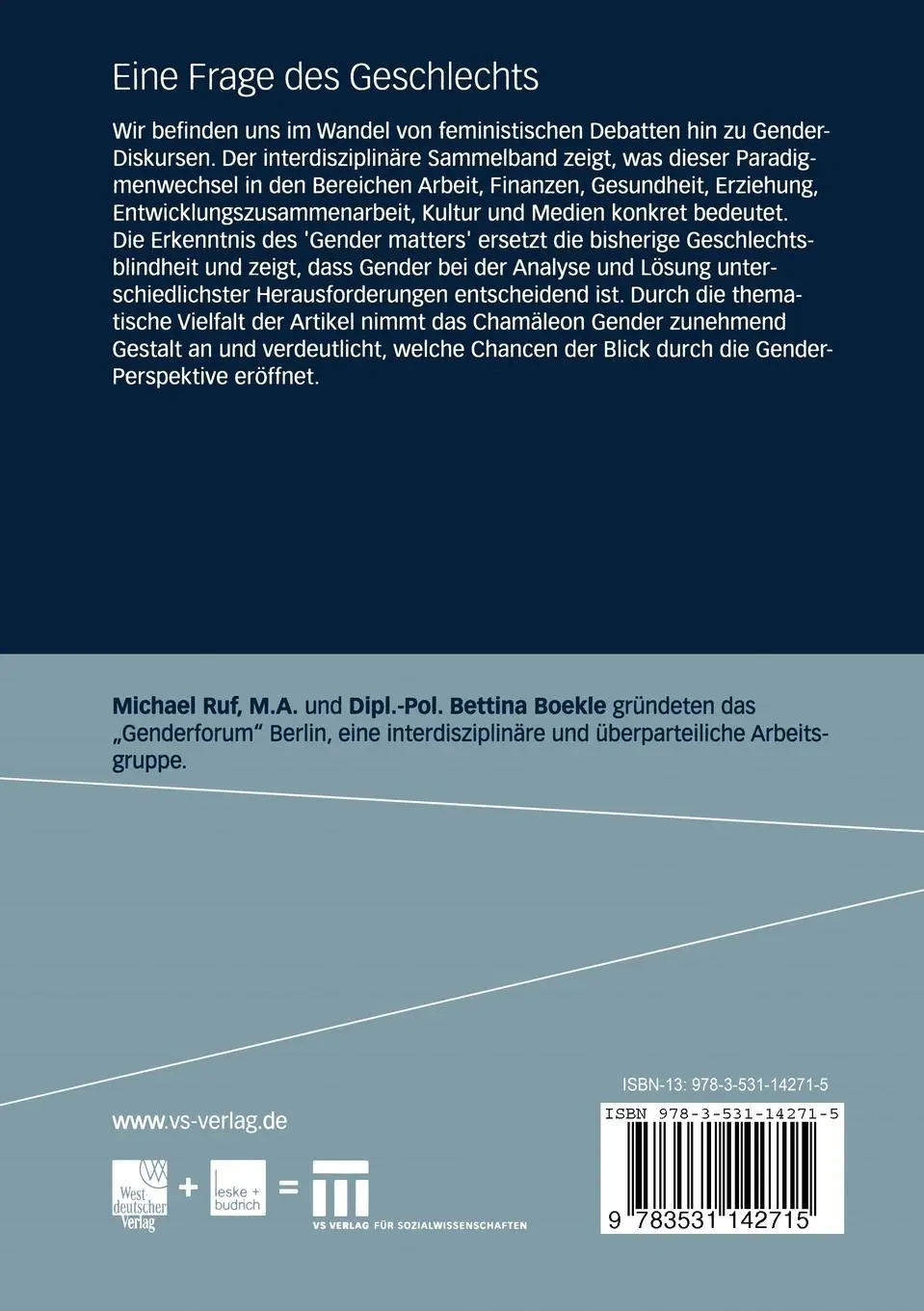 Rückseite: 9783531142715 | Eine Frage des Geschlechts | Ein Gender-Reader | Michael Ruf (u. a.)
