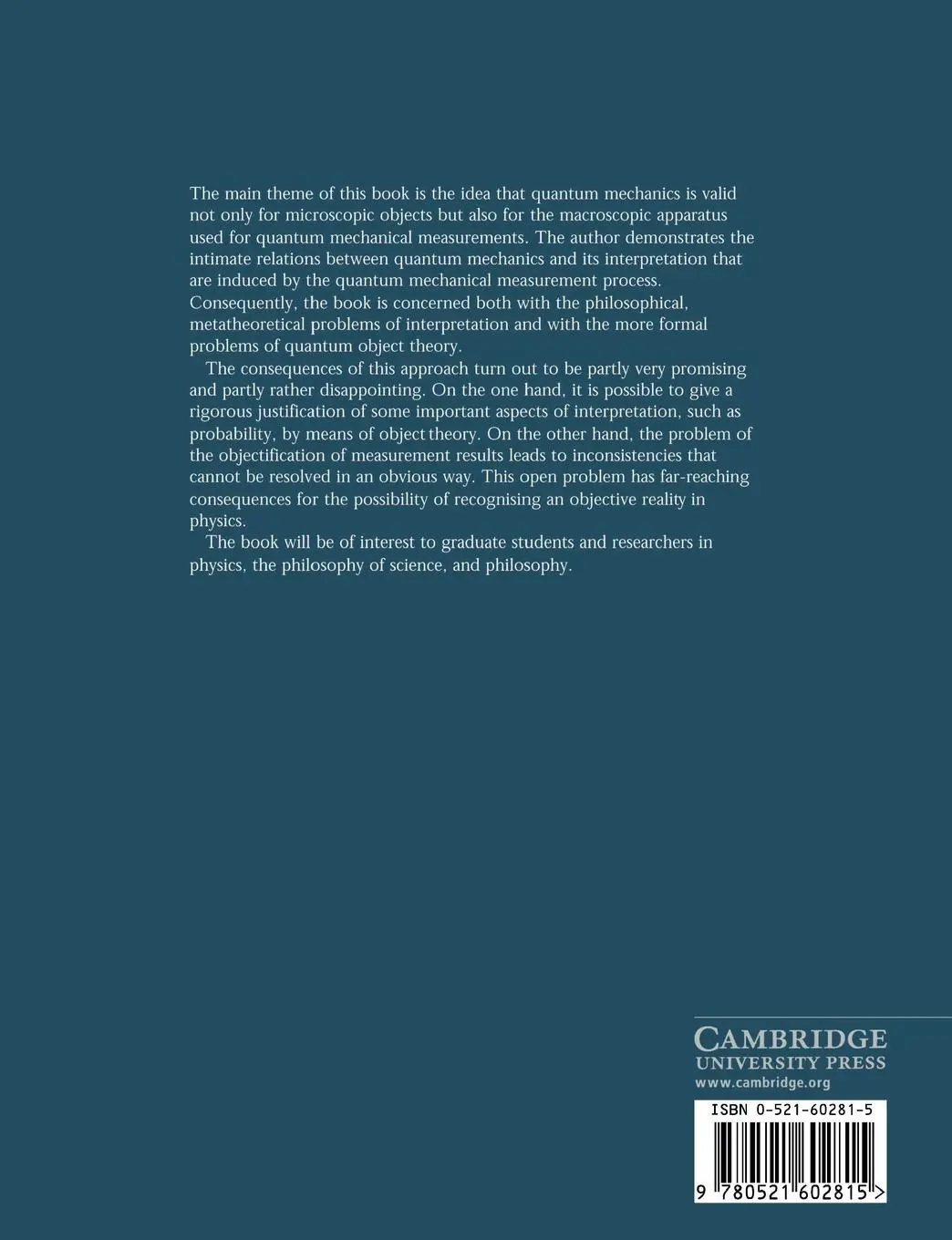 Rückseite: 9780521602815 | The Interpretation of Quantum Mechanics and the Measurement Process