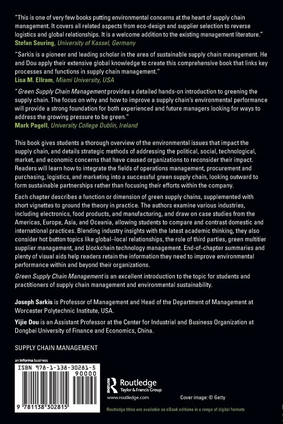 Rückseite: 9781138302815 | Green Supply Chain Management | A Concise Introduction | Taschenbuch
