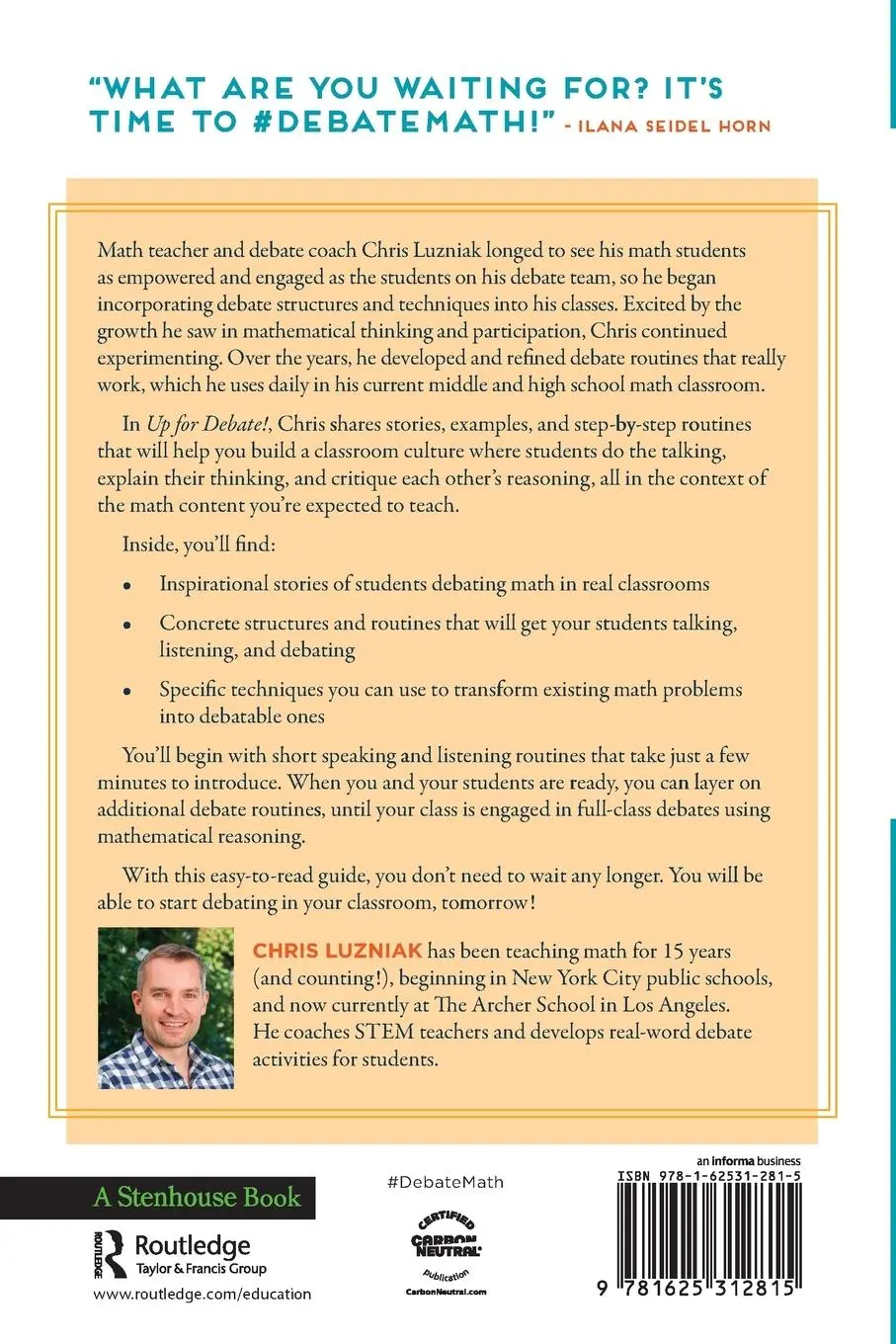 Rückseite: 9781625312815 | Up for Debate! | Exploring Math Through Argument | Chris Luzniak