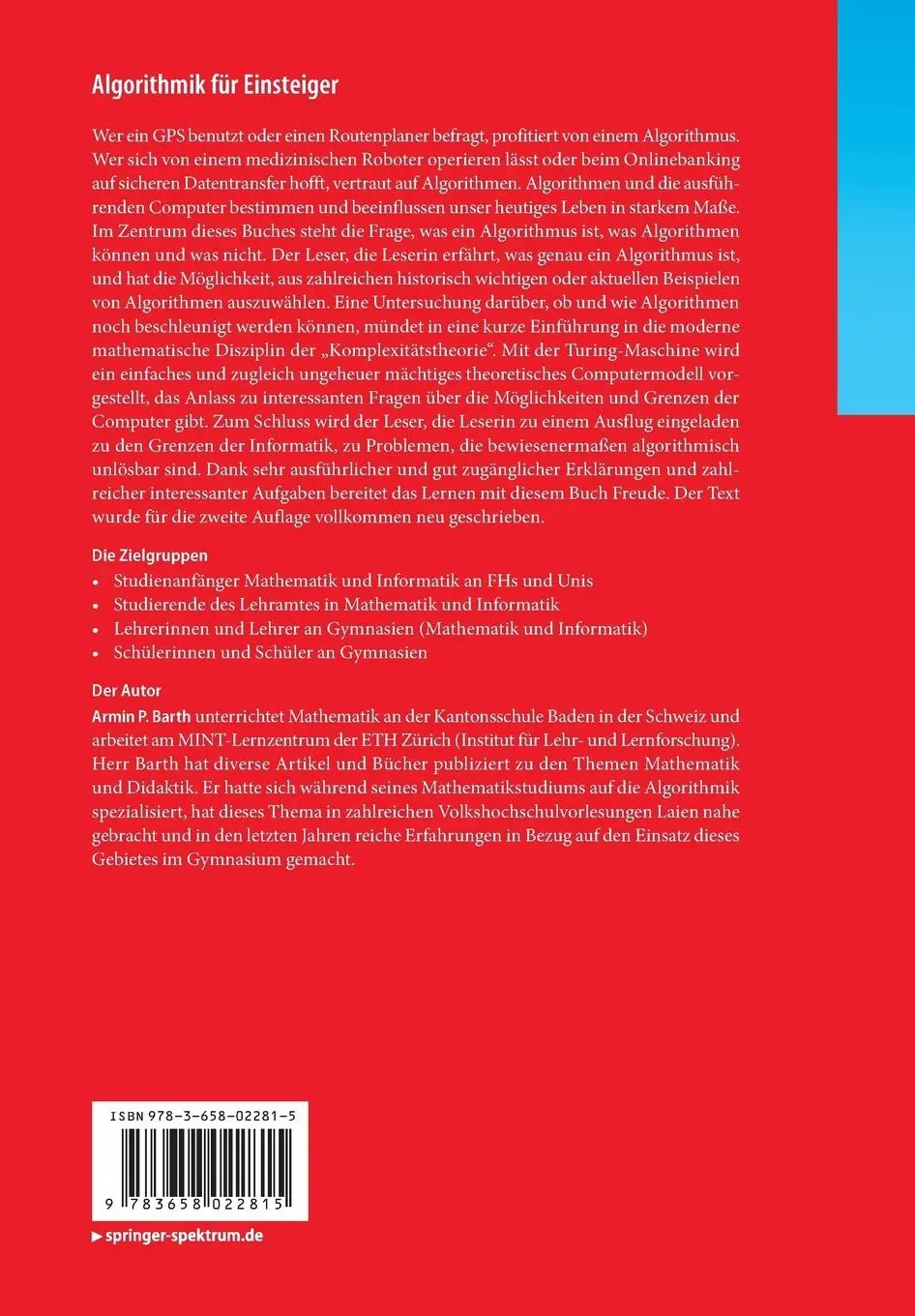 Rückseite: 9783658022815 | Algorithmik für Einsteiger | Armin P. Barth | Taschenbuch | x | 2013