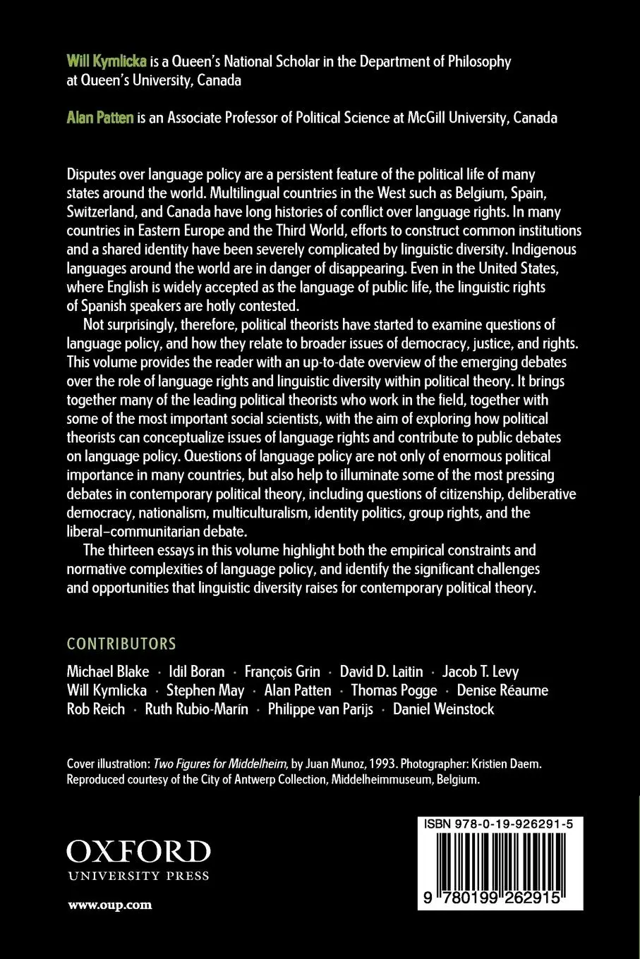 Rückseite: 9780199262915 | Language Rights and Political Theory | Will Kymlicka (u. a.) | Buch