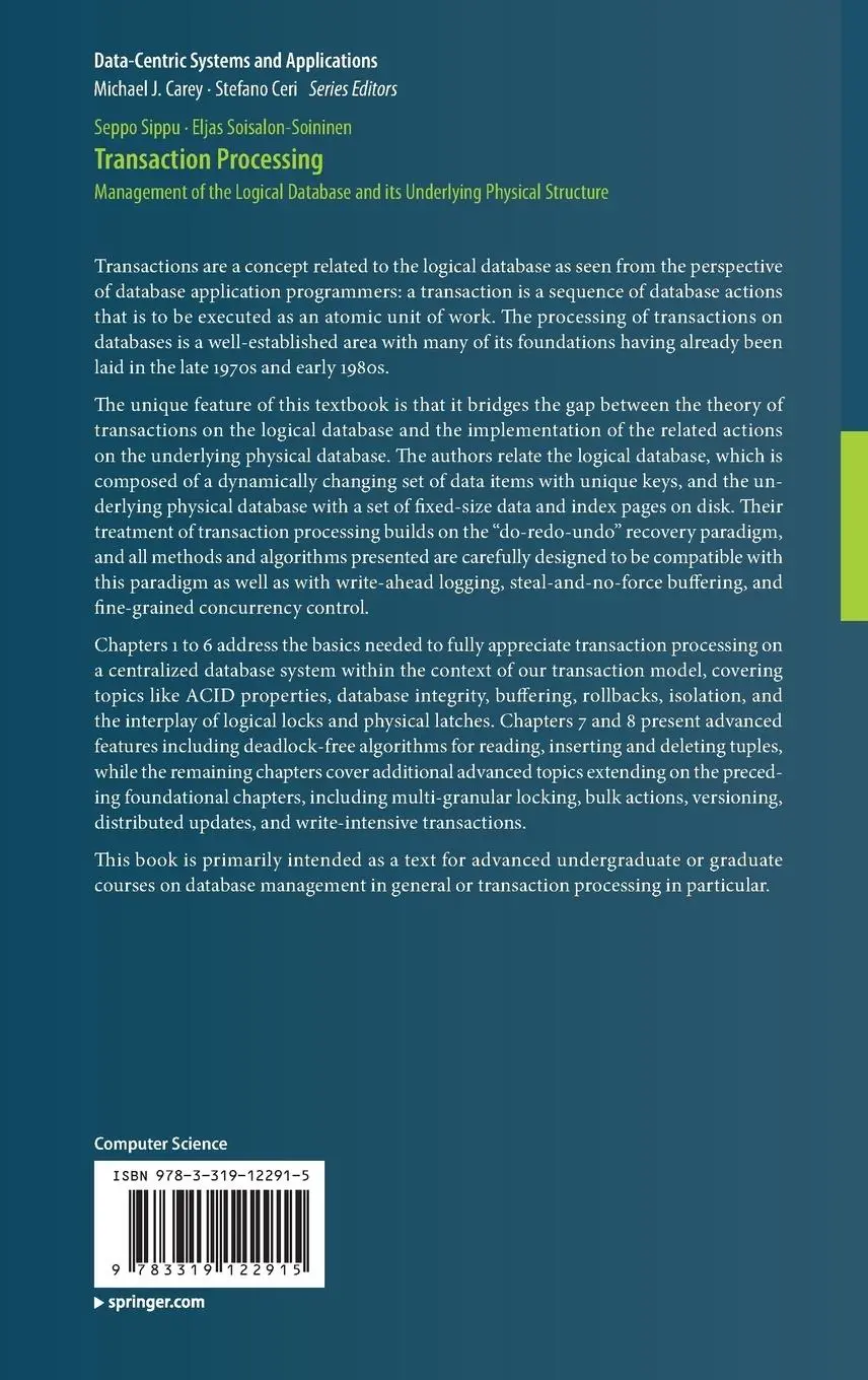 Rückseite: 9783319122915 | Transaction Processing | Eljas Soisalon-Soininen (u. a.) | Buch | xv