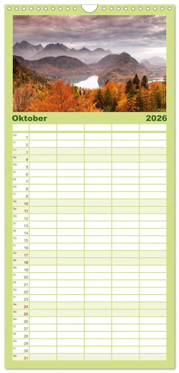 Bild: 9783516512915 | Familienplaner 2026 - Geheimnisvolle Alpen mit 5 Spalten...