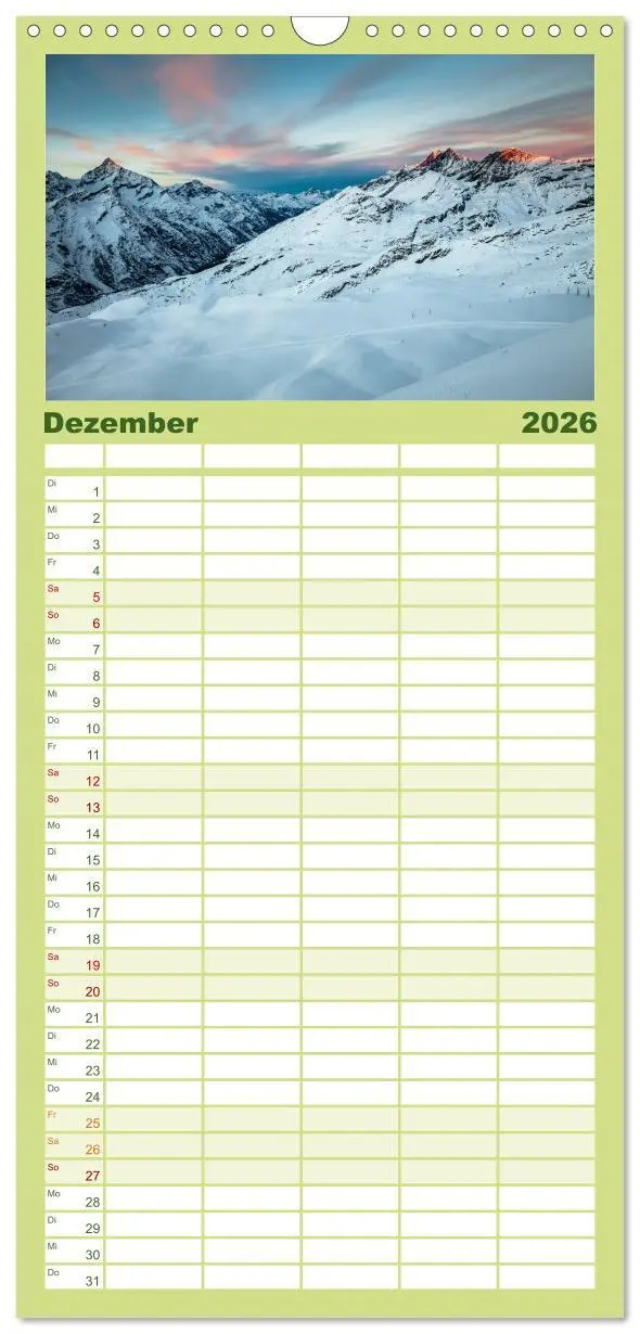 Bild: 9783516512915 | Familienplaner 2026 - Geheimnisvolle Alpen mit 5 Spalten...