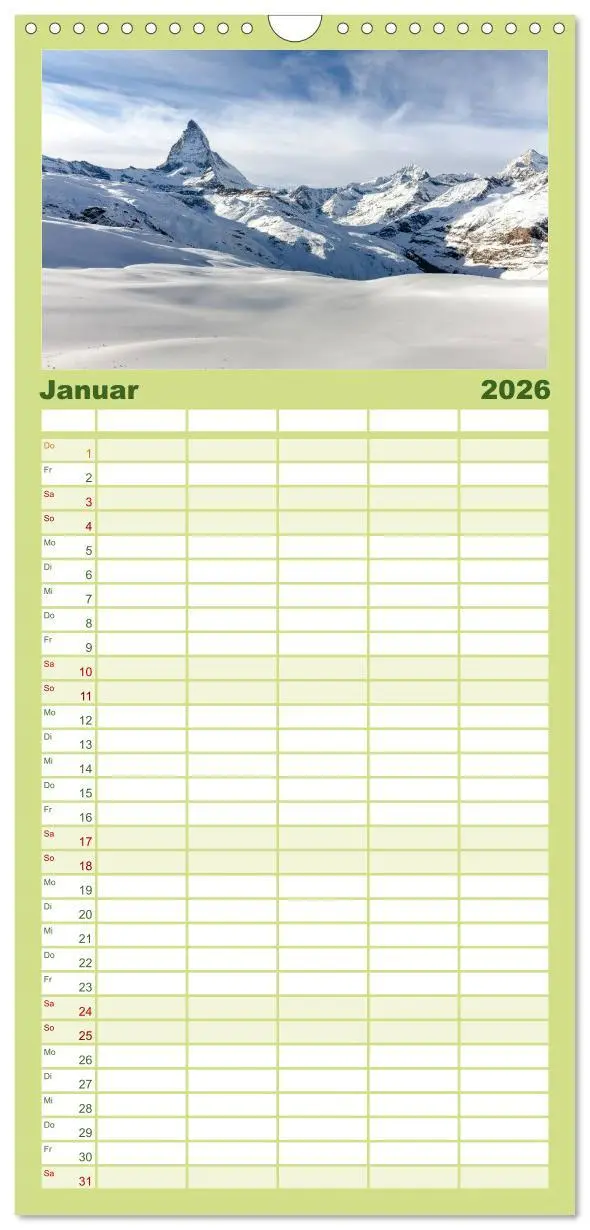 Bild: 9783516512915 | Familienplaner 2026 - Geheimnisvolle Alpen mit 5 Spalten...