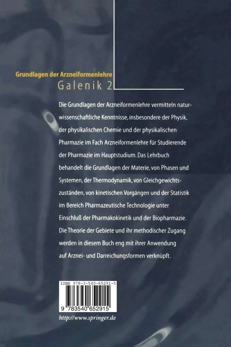 Rückseite: 9783540652915 | Grundlagen der Arzneiformenlehre | Galenik 2 | Jörg Kreuter (u. a.)