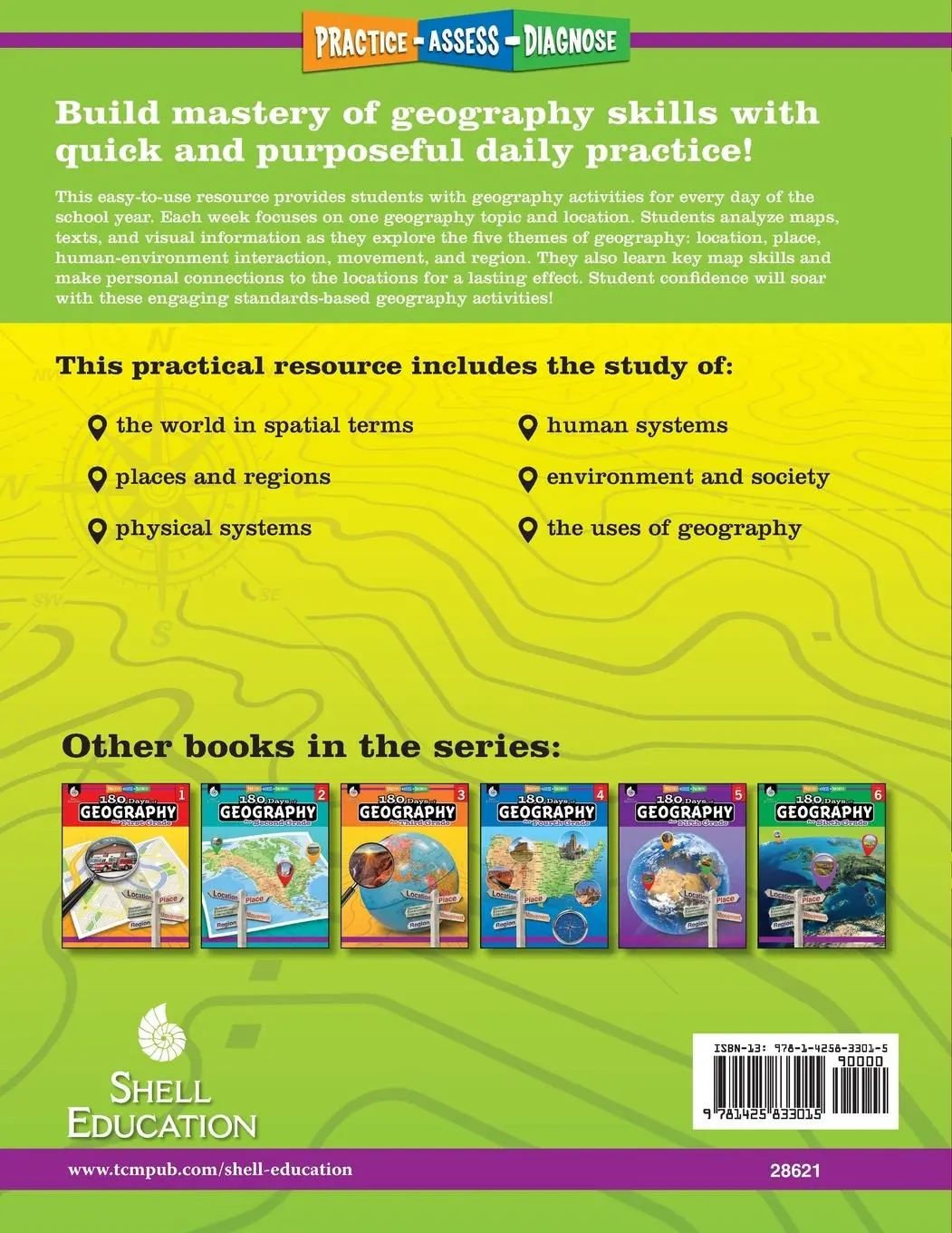 Rückseite: 9781425833015 | 180 Days of Geography for Kindergarten | Practice, Assess, Diagnose