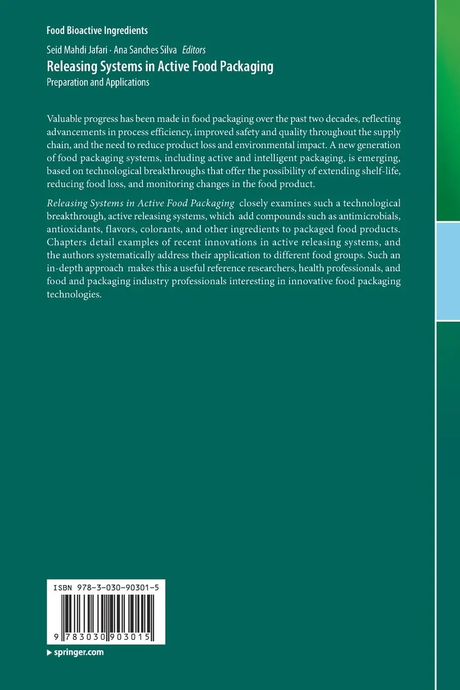 Rückseite: 9783030903015 | Releasing Systems in Active Food Packaging | Ana Sanches Silva (u. a.)