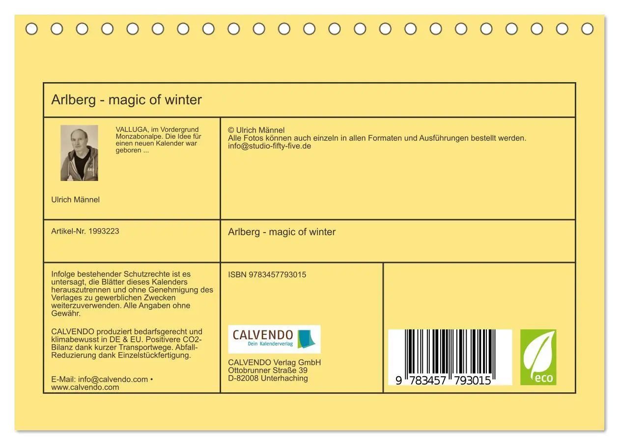 Bild: 9783457793015 | Arlberg - magic of winter (Tischkalender 2026 DIN A5 quer),...