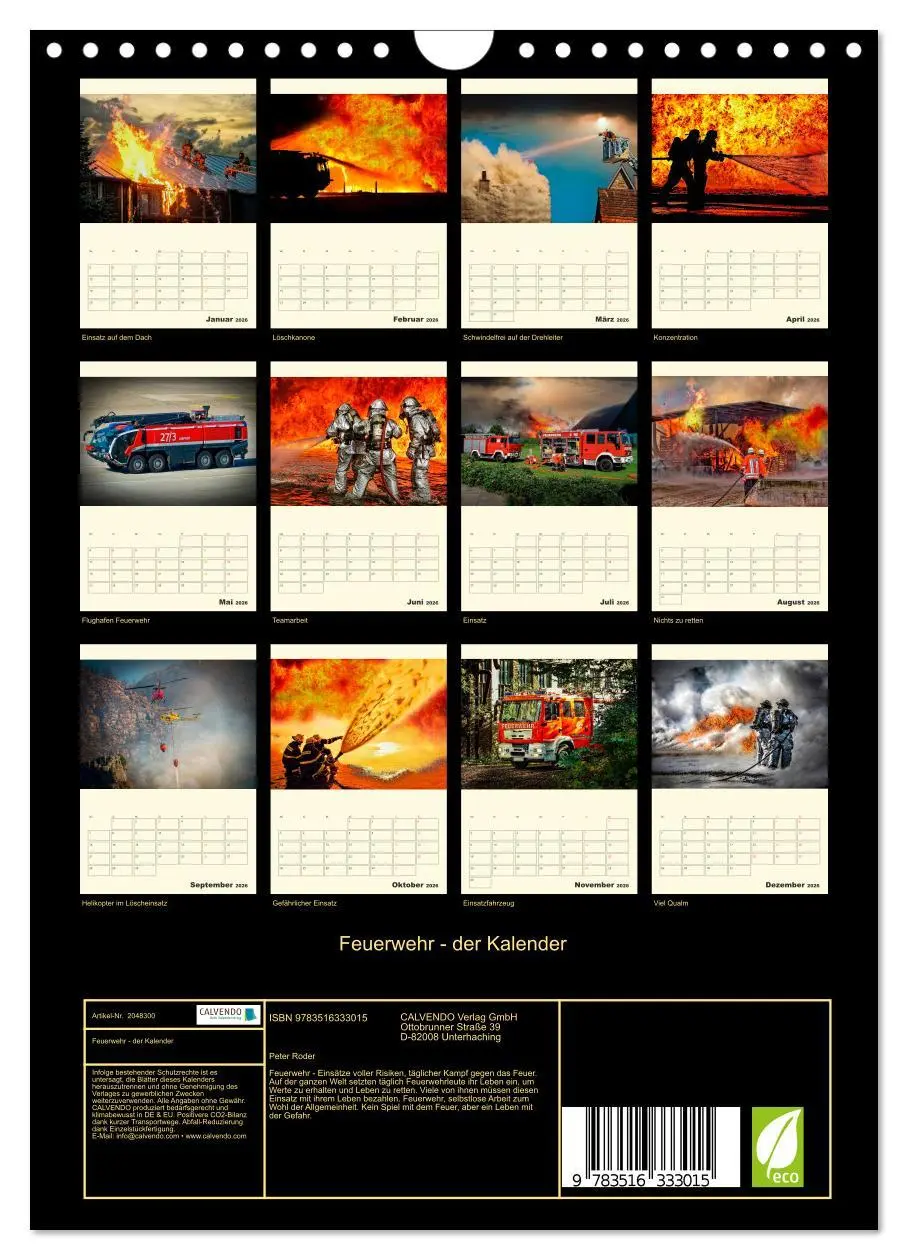 Bild: 9783516333015 | Feuerwehr - der Kalender (Wandkalender 2026 DIN A4 hoch), CALVENDO...