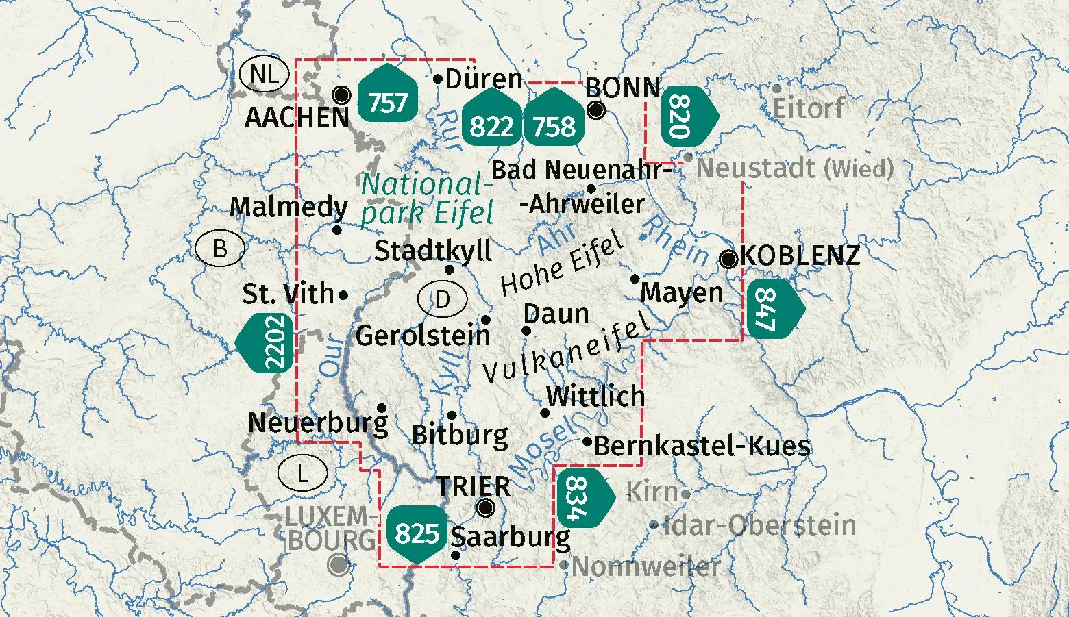 Bild: 9783991543015 | KOMPASS Wanderkarten-Set 833 Eifel (4 Karten) 1:50.000 | (Land-)Karte